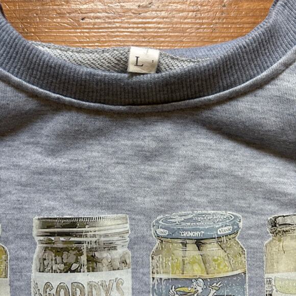 Shein light gray pickle jars graphic crew womens sweatshirt SIZE‎ L - Picture 4 of 5